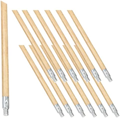 Rubbermaid Commercial Products Lacquered-Wood Broom Handle With Threaded Metal Tip, 60", Natural for Floor Cleaning/Sweeping in Home/Office, Pack of 12