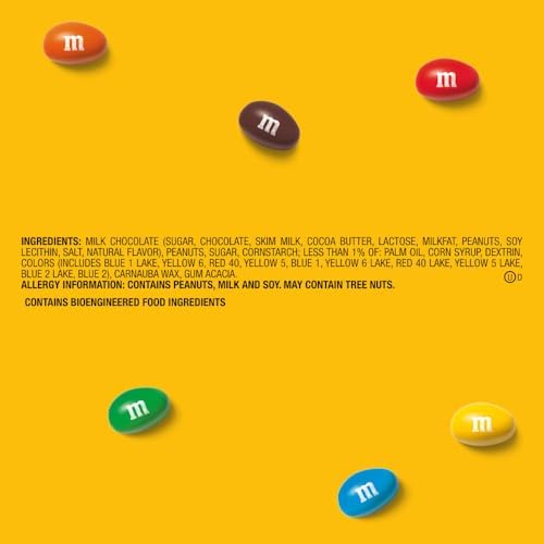 M&M'S Peanut Milk Chocolate Candy Resealable Bulk Pack, Party Size, 38 oz Bag, For Sharing, Baking and Snacking