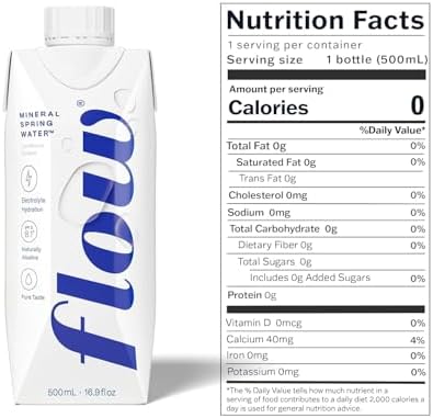 Flow Alkaline Spring Water, Organic Plain, pH 8.1, 16.9 oz (Pack of 12) – Electrolytes & Essential Minerals, Eco-Friendly Packaging