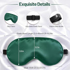 Silk Sleep Mask for Sleeping, Blackout Eye Mask with Adjustable Strap, Lightweight & Comfortable Blindfold for Women & Men, Includes Protective Laundry Bag for Eye Cover(Green)