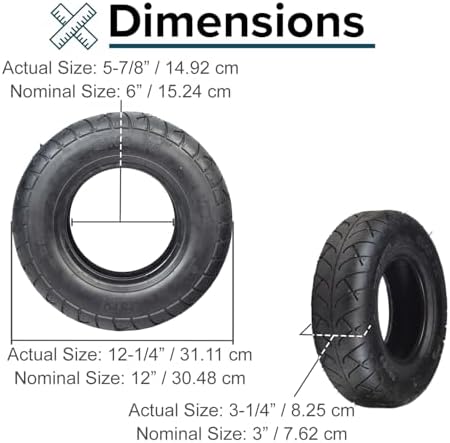 AlveyTech 4.10/3.50-6 (300/70-6 Alternative) Tire for ActiveCare Medical Prowler 3310 & 3410 Scooters - Replacement Scooter Mobility Tire for Afikim Afiscooter C3, C4, S4 (Compatible to LRB402309-05)