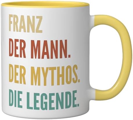 Funny German First Name Design - Franz Ceramic Mug, Yellow/White
