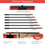 Window Cleaning Poles, Water Fed Pole Kit, Outdoor Window Solar Panel Cleaning Brush and Pole, Conservatory Reach Telescopic Brush, with 20M Water Supply Hose(30cm Head,36FT/10.8M)