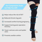Compression Socks for Women and Men, 23-32 mmHg , Open Toe, Thigh High Compression Stockings for Varicose Veins, DVT, Edema, Running, Nursing