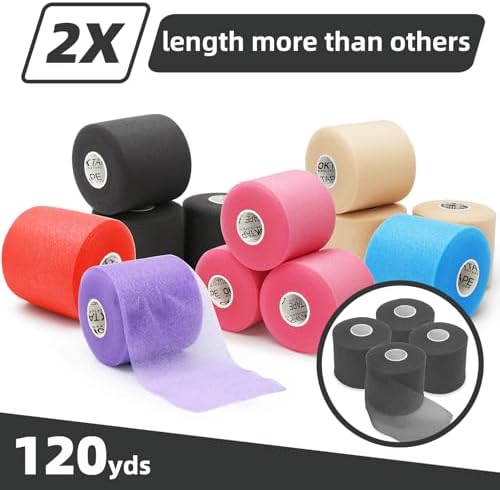 OK TAPE Pre Wrap Tape (4-Rolls, 120 Yards) - Athletic Foam Underwrap for Sports, Protect for Ankles Wrists Hands and Knees, 2.75 Inches - Black