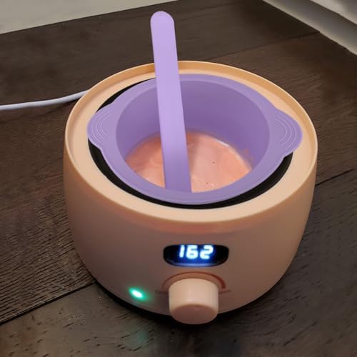 Silicone Wax Bowl and Liner Set for Hair Removal, Non-Stick Wax Pot with Spatula Sticks(purple)