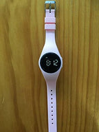 Vibrating Alarm Watch, Water Resistant Potty Training Wristband Rechargeable Medical Reminder Watch with Timer and 15 Daily Alarms (Pink)