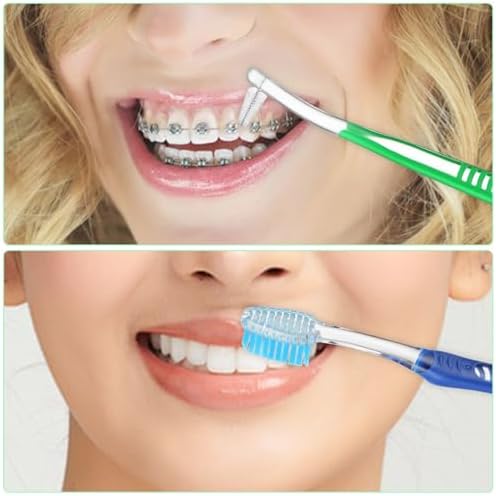 4 Pack Orthodontic Toothbrush for Braces Brushes for Teeth with Interproximal Head Double Ended Soft Bristles for Ortho Brace Teeth Cleaning