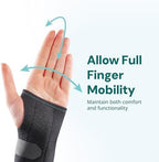 OPPO RH301 Wrist Splint for Carpal Tunnel Syndrome, Arthritis, and Tendonitis - Adjustable for Right and Left Hand (Black, One Size, 1 Pack)