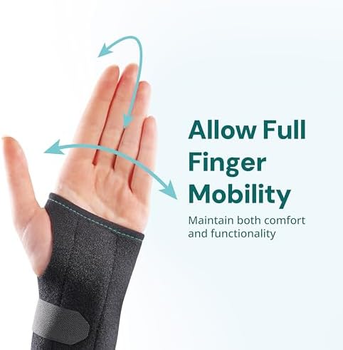 OPPO RH301 Wrist Splint for Carpal Tunnel Syndrome, Arthritis, and Tendonitis - Adjustable for Right and Left Hand (Black, One Size, 1 Pack)
