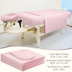 Mixweer 9 Pcs 3 Set Microfiber Massage Table Sheets Set Bulk Includes Flat Sheet, Fitted Sheet with Pocket, Face Rest Cover(Pink)