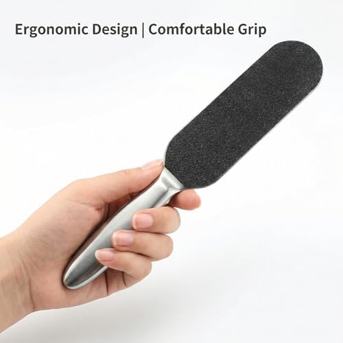 Foot File, 10pcs Replacement Sandpaper Pads Stainless Steel Callus Remover, Double Sided Scraper and Feet Exfoliator Tool for Dead Skin Removal Professional Home Pedicure Care Grooming Kit