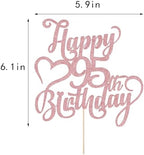 Rose gold Glitter Happy 95th Birthday Cake Topper - 95 Anniversary/Birthday - Hello 95, Cheers to 95 Years,95 & Fabulous Cake Topper Party Decoration
