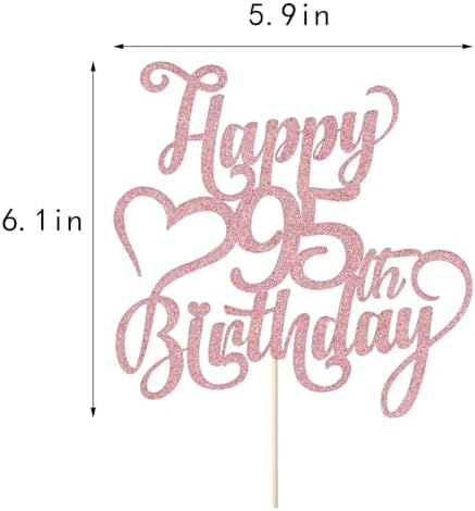 Rose gold Glitter Happy 95th Birthday Cake Topper - 95 Anniversary/Birthday - Hello 95, Cheers to 95 Years,95 & Fabulous Cake Topper Party Decoration
