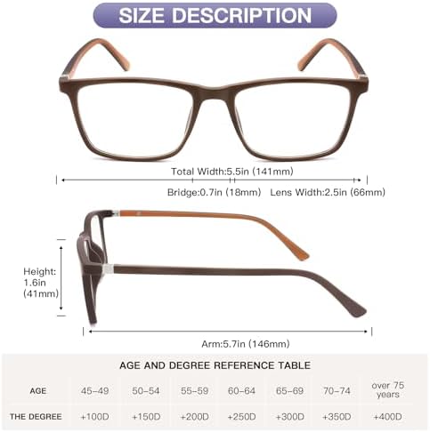 Reading Glasses for Men and Women, Spring Hinge Anti Blue Light Readers, Computer Eyeglasses