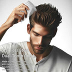 Stainless Steel Comb - Credit Card-Sized, Anti-Static Dual-Action Beard and Hair Comb, Perfect for Grooming on the Go, Presented in Elegant Gift Box