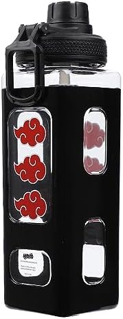 Bioworld Naruto Akatsuki Clouds 24 Oz Black Square Plastic Water Bottle