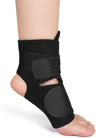uxcell Black One Size Ankle Foot Support with Hook Loop Closure Wrap Protector