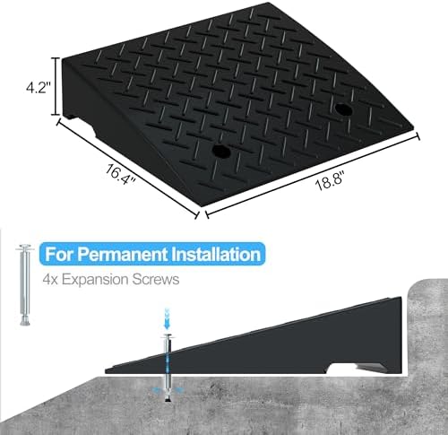 RELIANCER 2 PCS Rubber Curb Ramps,5T Load Capacity Threshold Ramps for Loading Dock,Driveway Curb Ramp,Curbside Sidewalk Vehicle Ramp for Cars SUV Trucks Motorcycles Forklifts Wheelchairs Lawn Mowers