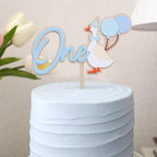 Wooden One Silly Goose 1st Birthday Cake Topper - Silly Goose First Birthday Decorations,Baby Girl 1st Party Decor (blue)