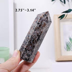 Runyangshi 1PCS Natural Crystal Flame Yooperlite Stone Tower 2.75"-3.14" (7-8cm) 6 Faceted Single Point Prism Healing Crystal Wand for Meditation Reiki Chakra Therapy