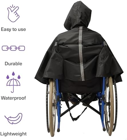 Bramble - Waterproof Wheelchair Poncho Cover Full Body Coverage, Windproof & Protects from Rain, Universal Fit for Mobility Scooter & Wheelchairs