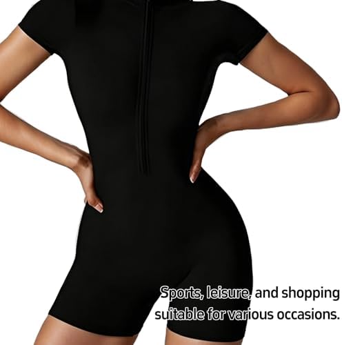 Women Bodysuit Zip Tummy Control Yoga Workout Work Out Gym Set for Athletic Rompers Romper Leotards One Piece Outfit Sexy