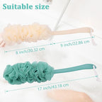 2Pack Back Scrubber for Shower Loofah with Long Handle, Shower Brush for Body, 17″ Loofah on a Stick for Men Women Bathing Accessories, Scrubber Sponge for Exfoliating Bath Brushes (Beige & Green)