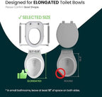 R&T 2" Toilet Seat Riser with Handles – Comfortable Raised Toilet Seat for Seniors, Fits for Elongated Toilets, Elevated Seat with Soft Grey Padded Arms for Bathroom