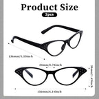 JJUNW 4Pcs Cat Eye Glasses with Rhinestones, Retro Party Costume Glasses for Halloween Cossplay Hip Hop Dress up Party Gifts