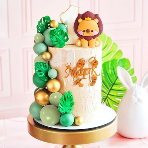 JeVenis Lion Cake Topper Lion Birthday Decoration Safari Animal Cake Toppers Safari Cake Topper Wild One Cake Decorations