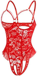 Women Sexy Lace One Piece Bodysuit Lingerie Set Mini Teddy Babydoll
