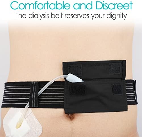 Breathable PD Belt Peritoneal Dialysis Catheter Holder G Tube Pouch for Gastrostomy Gtube Peg Feeding Tube Supplies Adults Women Men Black Medium