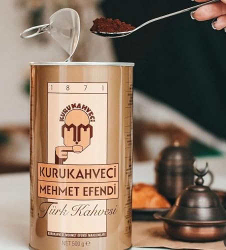 KURUKAHVECI MEHMET EFENDI Turkish Coffee, Arabica Beans, Roasted Ground,Rich Aroma, Fresh, Medium to Heavy-bodied, Original Taste Since 1871 (17.6 OZ / 500 Gr) Pack of 3