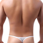 Men's Lace See Through G-String Underwear Sexy Low Rise Pouch Thong Y-back Underpanties for Men