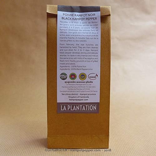 Kampot Black Peppercorns La Plantation 1.76oz (Black)