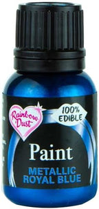 Ready-to-use Metallic Royal Blue 100% Edible Food Paint for Cake and Icing Decoration by Rainbow Dust