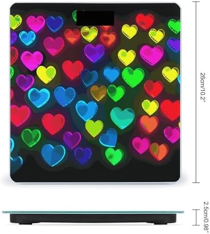 Rainbow Hearts Bathroom Scale with Sturdy Tempered Glass Digital Weight Scales for People Clear LED Backlight Display Personalized Digital Scale for Body Weight 400lb-