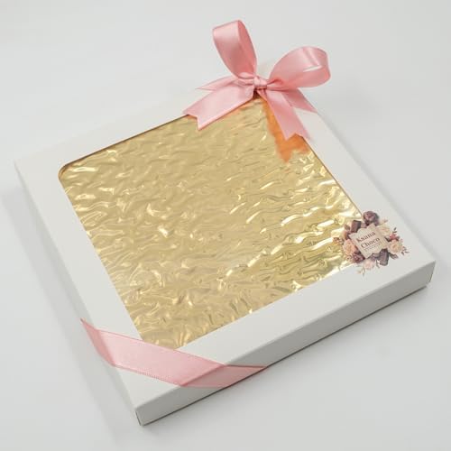 Ksana Choco Luxury Handmade Chocolate Gift Box - Artisan Floral Decorated Milk Chocolate Tablet & 8 Assorted Pralines - Gourmet Gift Birthday, Anniversary, Valentine's Day (Tablet & 8 Pralines Gift Set)