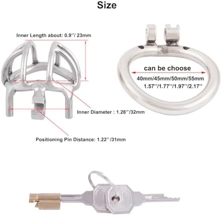 TERNENCE Stainless Steel Small Male Chastity Device Ergonomic Design Cock Cage S245 (1.77 inch / 45mm)