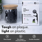 The Humble Co. Floss Picks (200 Count) – Plant Based Dental Floss Picks for Superior Oral Care, Dental Hygiene, and Gum Health, Cruelty Free Tooth Floss Picks (Charcoal, Double Thread)