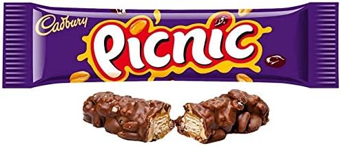 Cadburys Picnic Bar | Total 24 bars of British Chocolate Candy - Cadbury Picnic Bars 48.g each