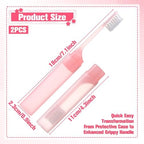 Tucnoeu 2 Pcs Travel Toothbrush, Portable Travel Toothbrush Set, Mini Soft Toothbrushes for Adults, Medium Bristles, Portable for Road Trips & Air Travelling