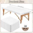 50 Pcs 36" x 85" Disposable Fitted Massage Table Sheets with Elastic, Non Woven Fabric Spa Bed Covers Disposable Bed Sheets for Massage Spa Beauty Salon(White)