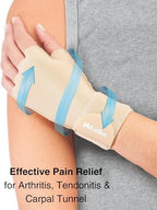 MUELLER Sports Medicine Compression Glove for Men and Women, Hand & Wrist Pain Relief Support, Ideal for Carpal Tunnel, Arthritis, Fits Right or Left, Beige