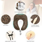 ALAZA Neck Travel Pillow for Sleeping Airplanes Memory Foam Portable Cheetah Leopard Print Animal Soft Washable Cover Neck Support Pillows