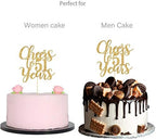 Gold Glitter Cheers to 51 years cake topper, Gold Happy 51st Birthday Cake Topper, Birthday Party Decorations, Supplies