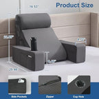 Reading Pillow for Sitting in Bed Adult, Back Pillow for Bed Sitting up with Arms, Pockets and Cup Holder, Sit Up Backrest Pillows for Beds Chair Support, Rest Pillow for Gaming