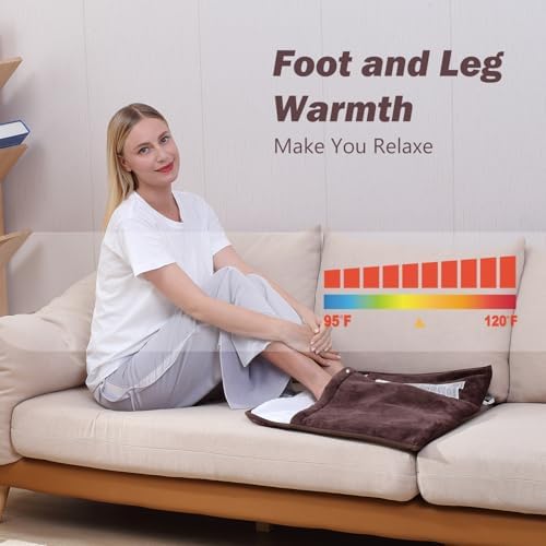 Gintao Electric Heated Foot Warmers for Men and Women,Foot Heating Pad Electric with Fast Heating Technology,Heating Pad Feet Warmer Auto Shut Off with 3 Temperature Setting,22×20 inches,Brown