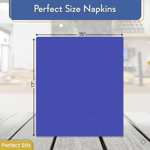 Perfect Stix - PS 2 PLY DINNER NAP Navy Blue 125CT 2 Ply Dinner Napkin Navy Blue, 3" Height, 4" Width, 8" Length 125ct